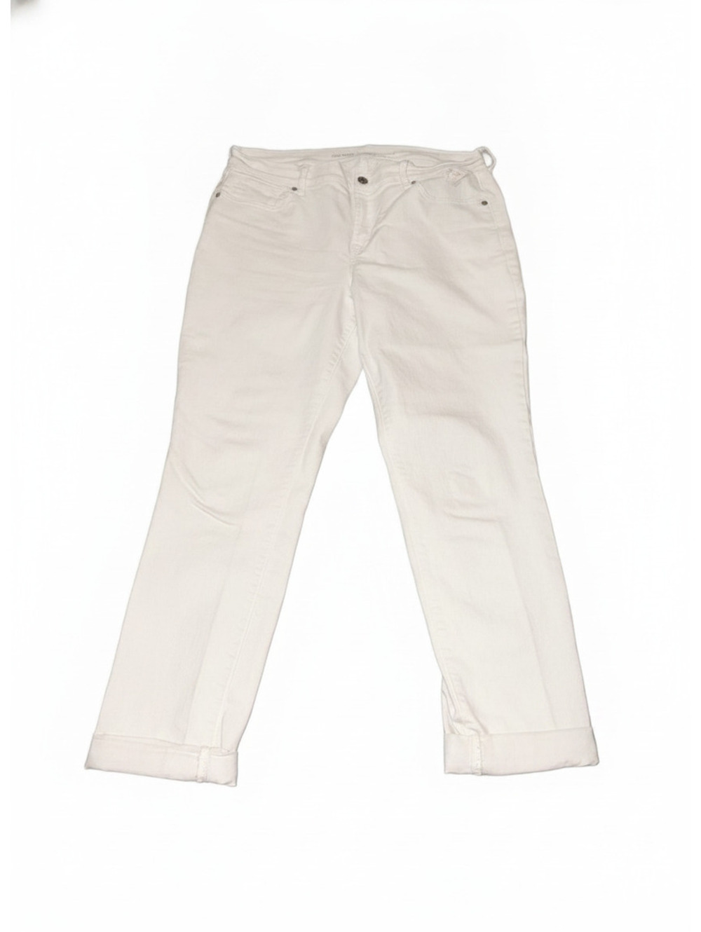 Old Navy Curvy Profile White Jeans, Size 12 Regular, Cuffed Hem